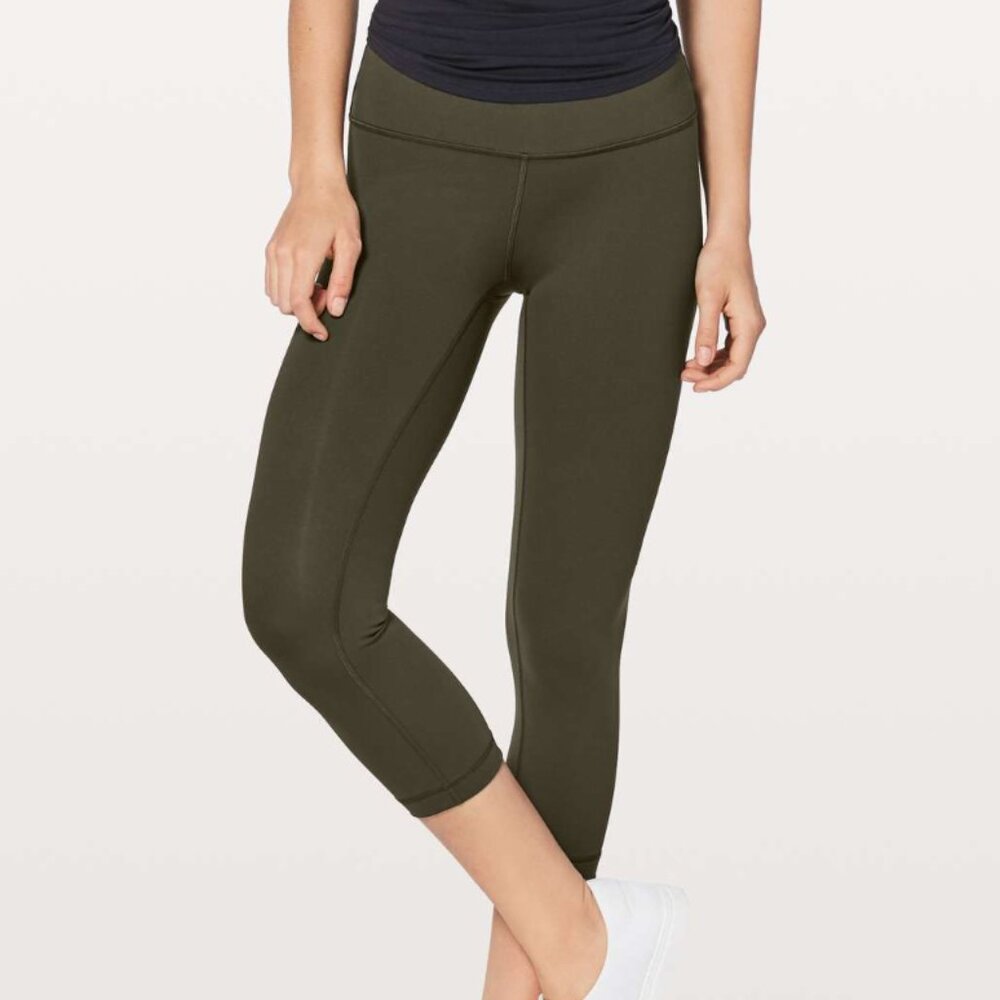 lululemon Wunder Under Crop (Hi-Rise) *Full-On Luxtreme 21" Dark Olive - Size 6